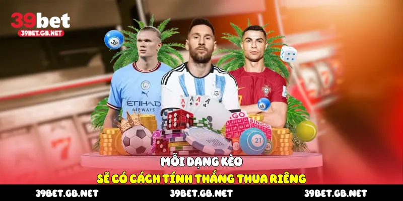 Mỗi dạng kèo sẽ có cách tính thắng thua riêng